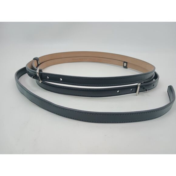 Alexander McQueen Women\'s Black Thin Long Leather Double Belt Size 75 cm 30\